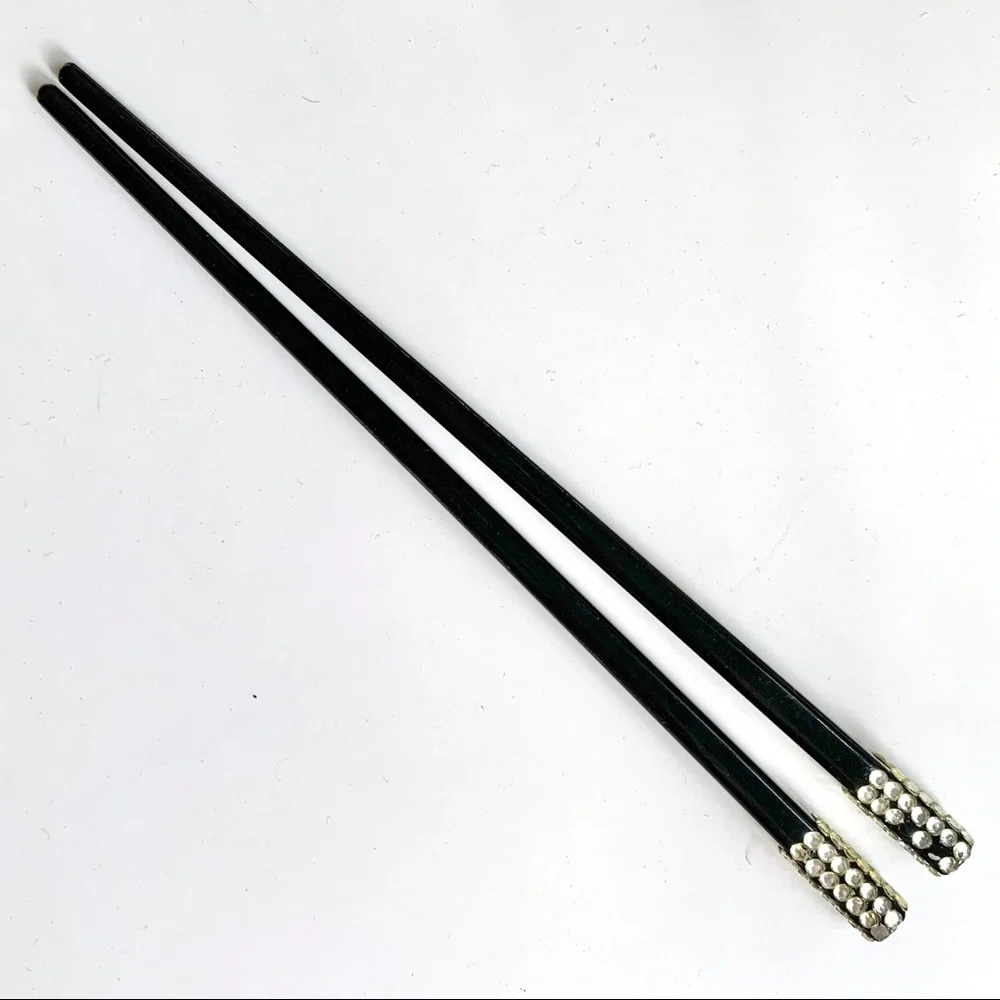 Black Hair Chopsticks Rhinestones Gems Y2K Updo Whimsigoth Fairy Punk Wedding